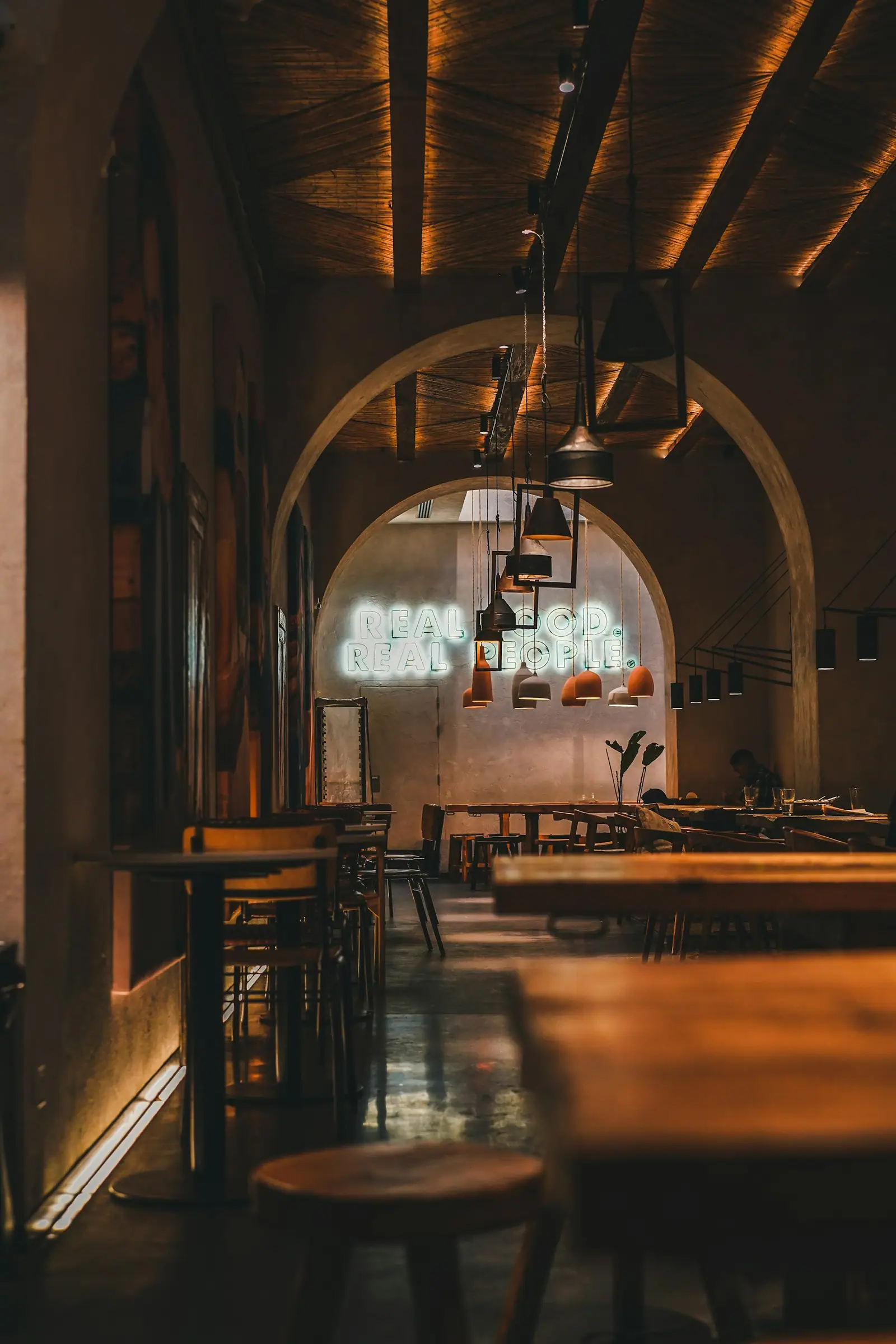 A dining room under arches (placeholder photograph)